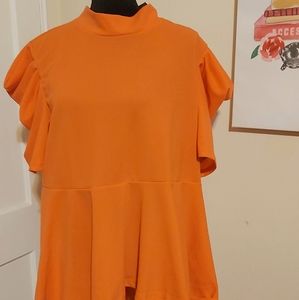 Plus Size Peplum Top - 2X - Orange